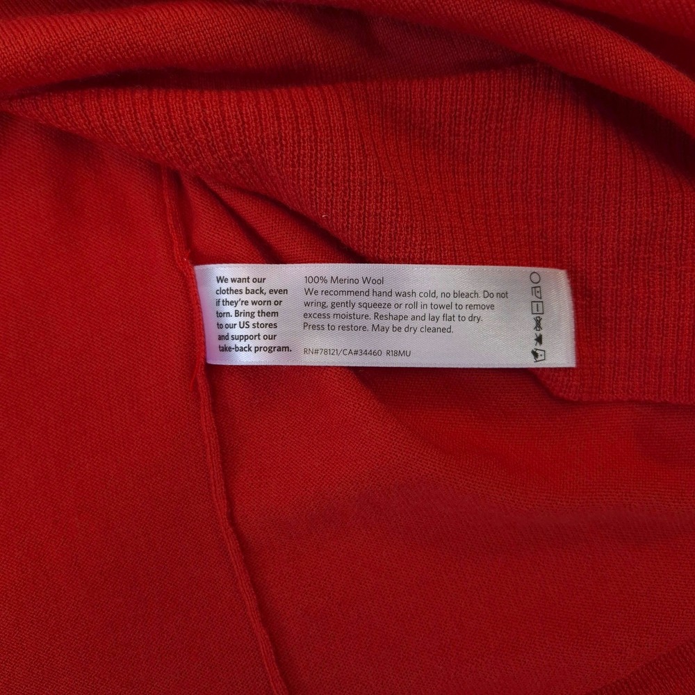 Eileen Fisher Sweater Red Orange Merino Wool Medium Crew Neck Minimalist Classic - Picture 6 of 11